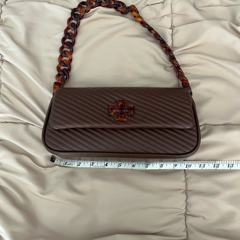 Tory Burch Kira Moto ~ Quilted Shoulder Bag with Tortoiseshell Chain - Picture 4 of 8